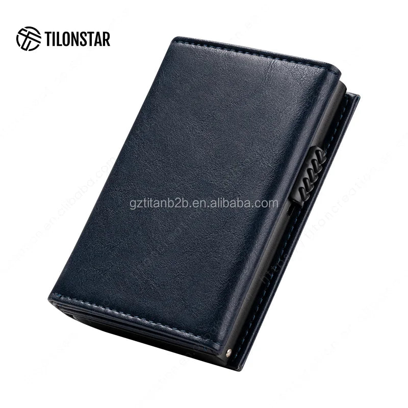 Minimalist Carbon Fiber RFID Metal Wallet Smart Aluminum Wallet Men Mini Card Protector
