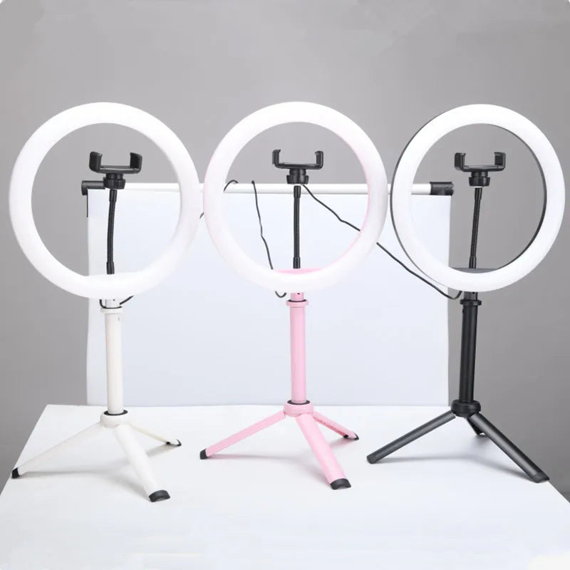 10inch LED Ring Light with Tripod Mini Table Lamp Ring Light Adjustable Brightness Tik