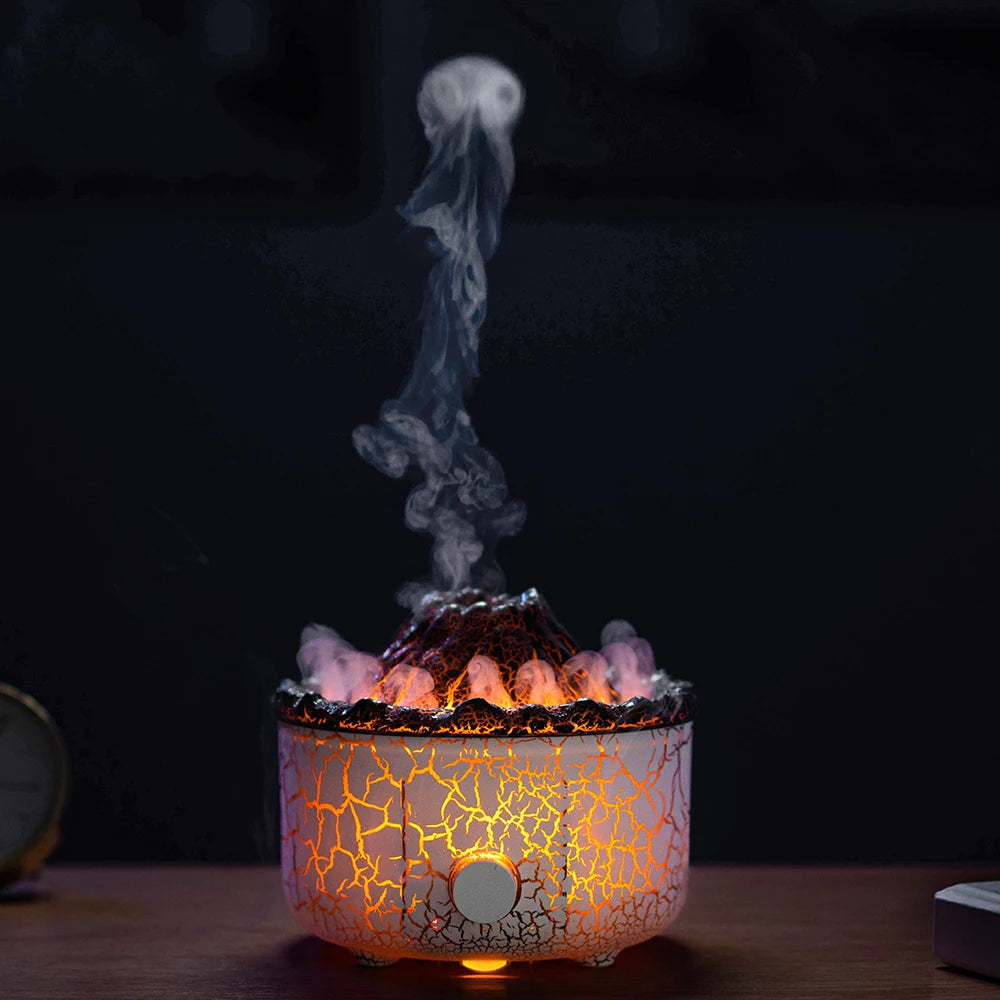 Lava Volcano Flame Humidifiers Aroma Diffuser 560ml 10W Jellyfish Mist Aromatherapy Mach
