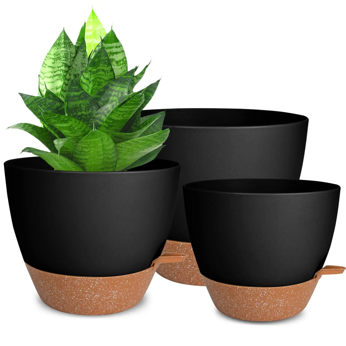 10/9/8 Inch Self Watering Plant Pots with Drainage Hole, Plastic Planters Flower Pots