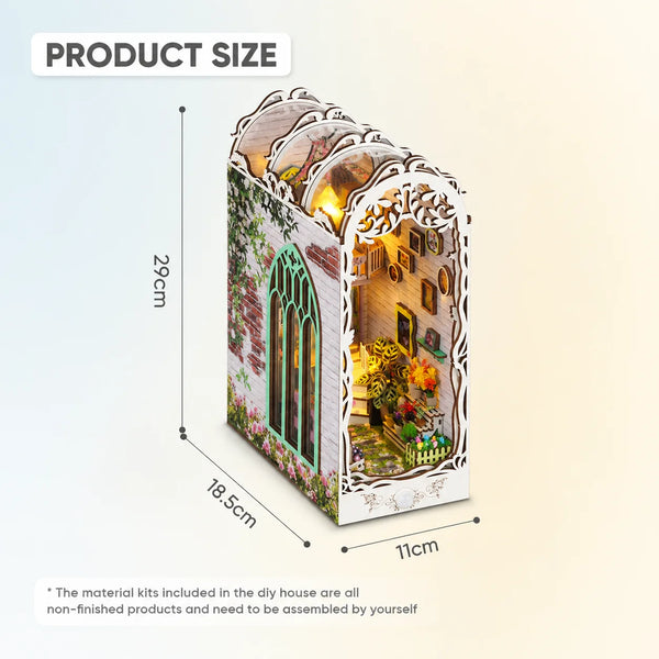 New DIY Book Nook Kit Flower House Miniature Greenhouse Dollhouse with LED Light Wood
