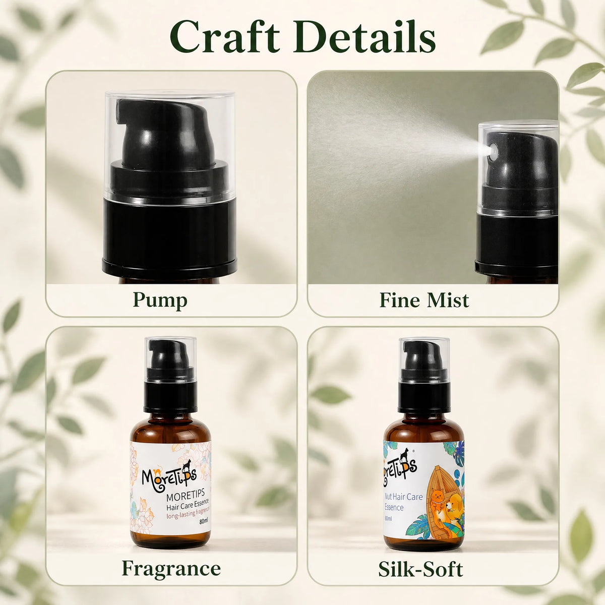 Pet Hair Care Spray Silk Smooth 80ml Nut Essential Oil Argan Oil Silk Protein Anti