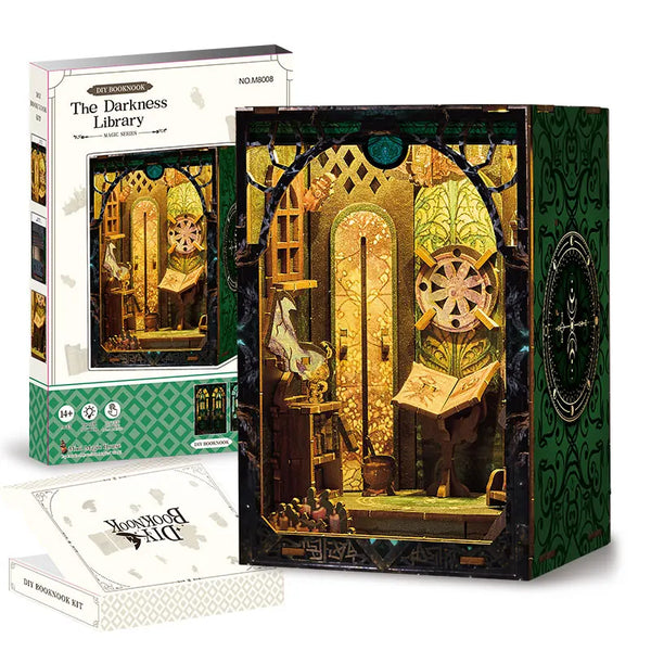 3d Puzzle Magic Diy Wooden Book Nook Kits Darkness Library Booknook Miniature House