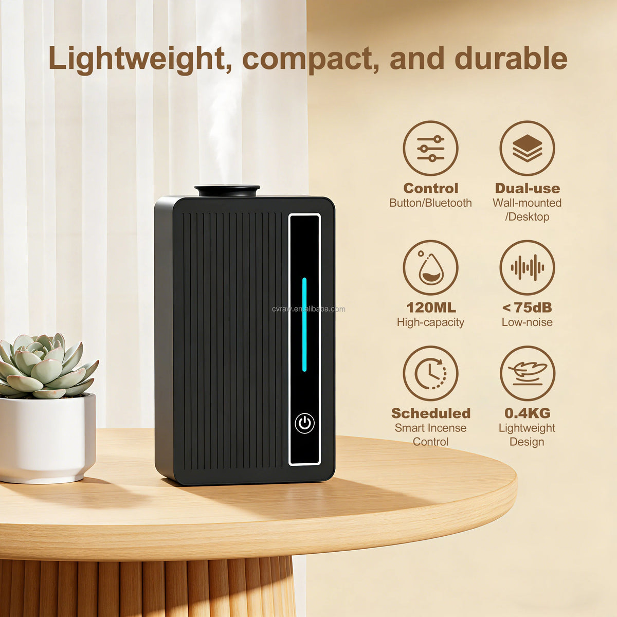 Innovative Flame Diffuser Plastic Lamp Waterless Air Humidifier 120ml for Colorful Wheat