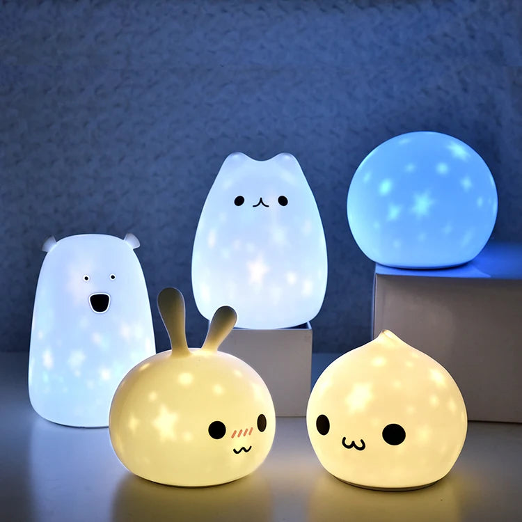 Rechargeable Silicone Night Light Star Projector Night Light for Kids Room