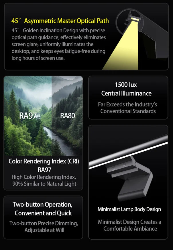 Adjustable Brightness Screen Hanging Light Bar USB LED Monitor Lamp for Desktop Workspace