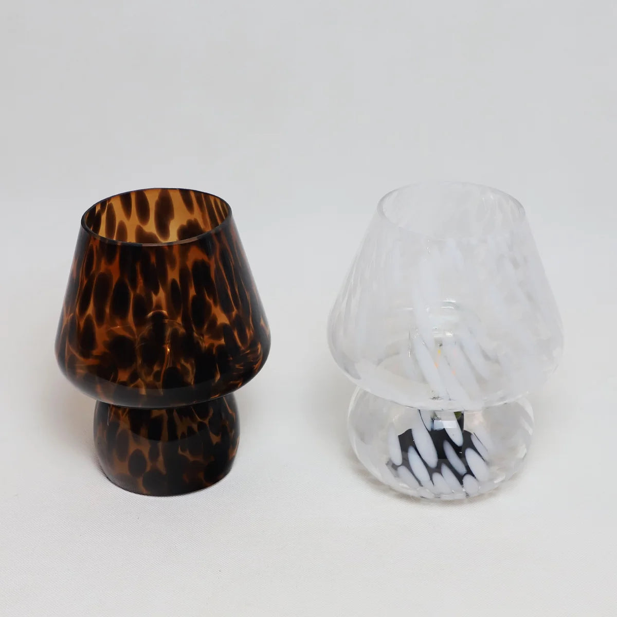 Hollow Blown Glass Leopard Print Mushroom Tabletop Reading Lamp Home Bedroom Elegant