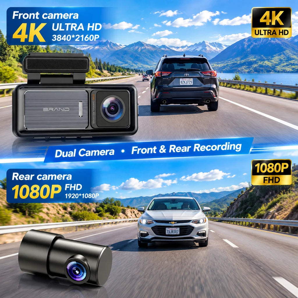 Dual Lens Wifi Gps Dash Camera Front and Rear Car Black Box Dual 4k Dashcam Car Dvr Car