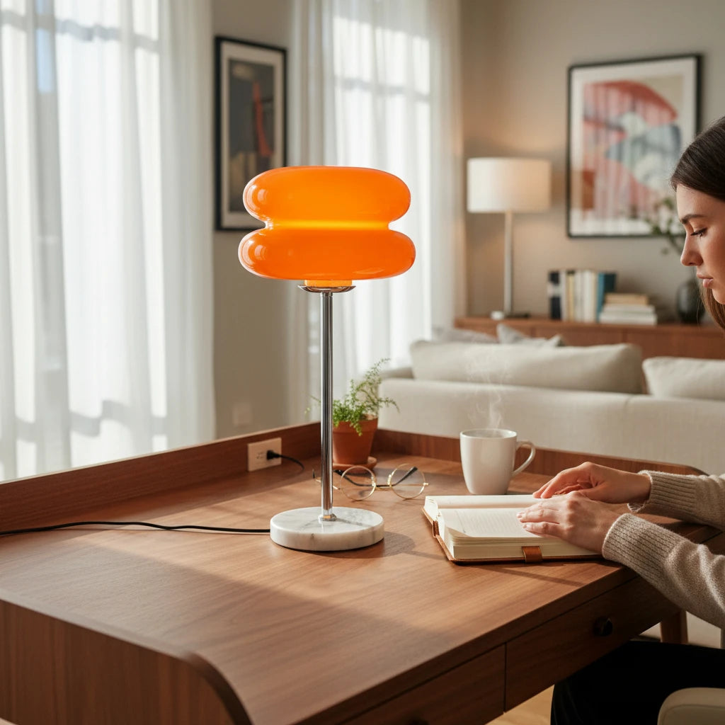 Creative Mushroom Shape Desk Lamp Marble Base Lighting Fixture for Bedside