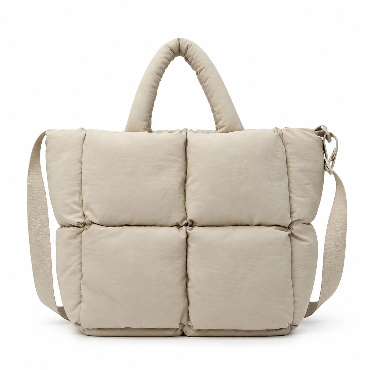 Custom Quilted Puffer Tote Bag Solid Color Water Resistant Large Capacity Shoulder Zipper