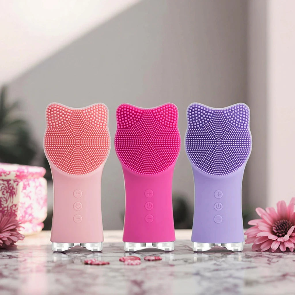 Gentle Silicone Electric Face Massage Brush for Daily Skincare for Spa & Home Use UK/EU