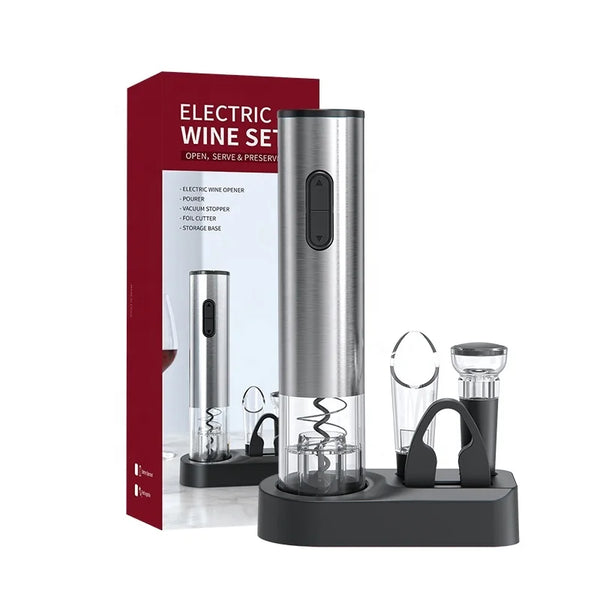 Batteries Operated Electric Cordless Wine Opener Stainless Steel Auto Stopper Convenient