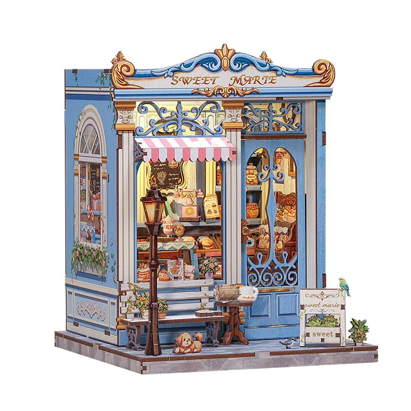Top Gift DIY Book Nook 3D Wooden Puzzle Miniature House DIY Craft Kit Assembled Wooden Toy