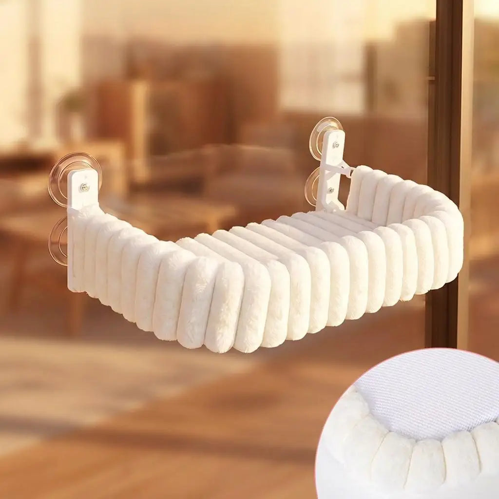 Luxury Square Winter Cat Window Perch Bed with Suction Cups Plush Hammock for Comfortable