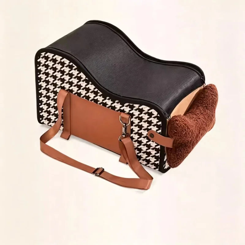 Dog Car Seat Bed with Hard Bottom, Open-Top or Lidded Pet Travel Seat