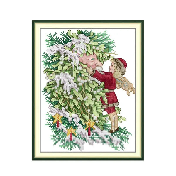 DIY Printed Cross Stitch Kits Decorating Christmas Tree Angel Needlepoint Embroidery Sets