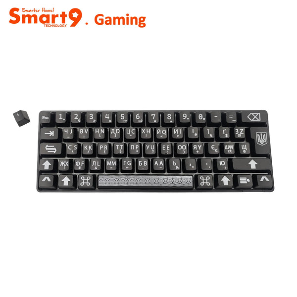 Smart9 61Key Mini Wireless Mechanical RGB Keyboard with Laser Carving Keycaps for Gaming