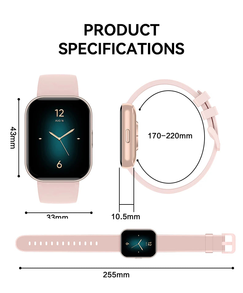 VS13 IP68 Waterproof 1.75 Inch Screen Motion Heart Rate Tracker Health Fitness Smartwatch