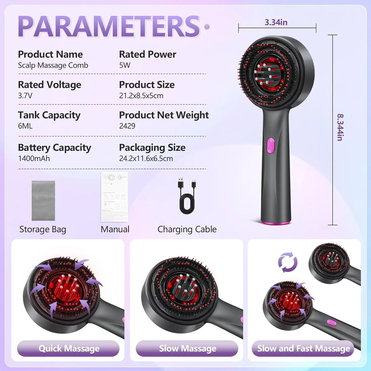 Phenitech 3 In 1 Hair Oil Applicator, Head Massager For Hair Growth, Electric Scalp