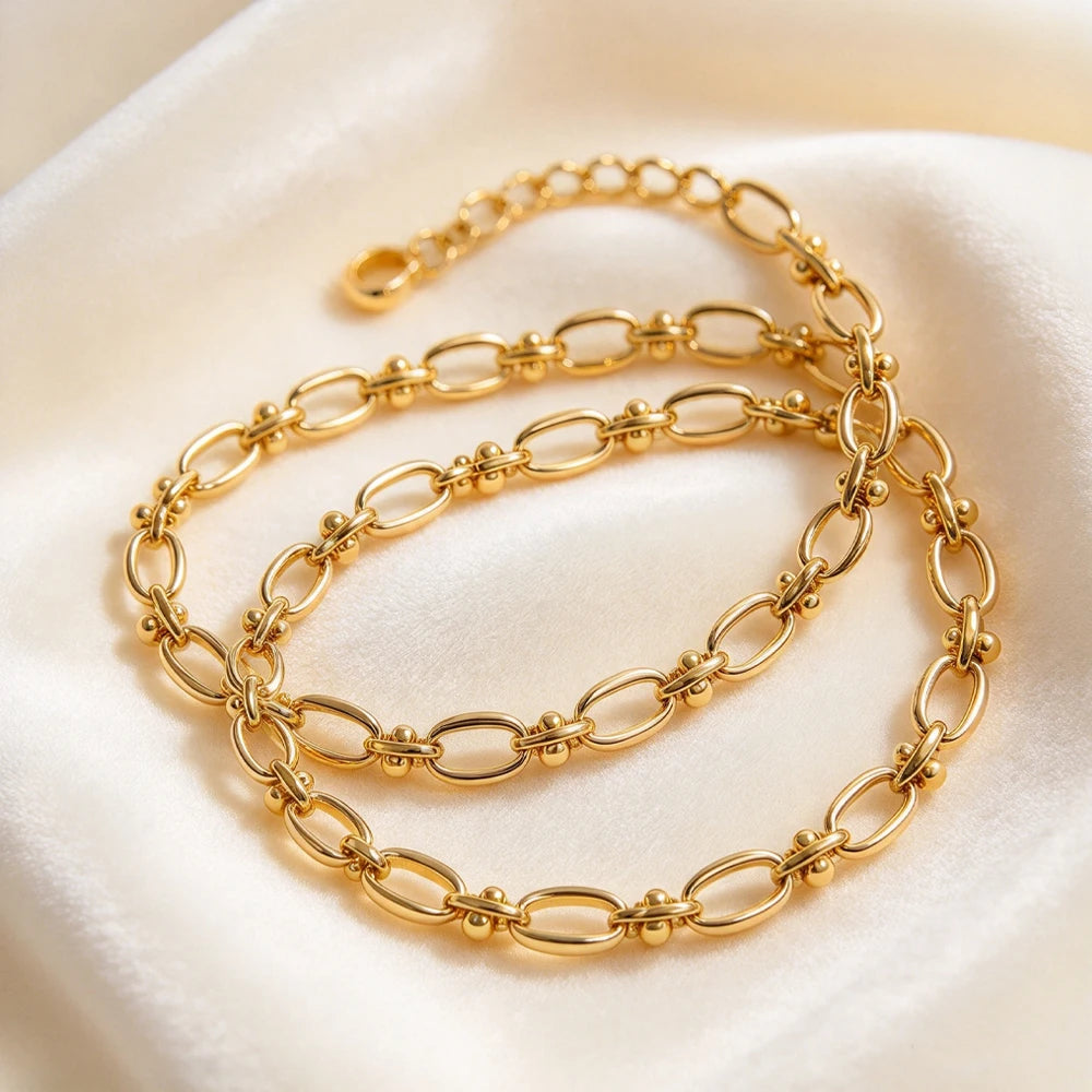 18K Gold Plated Rhodium Plated Stainless Steel Necklace Vintage Modern Classic Geometric