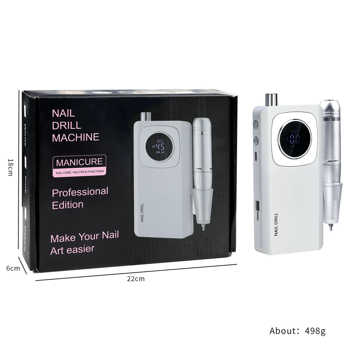 Professional Nail Drill Portable Rechargeable 45000RPM High Speed Electric Nail Polish