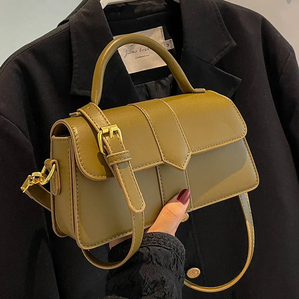 Classic Design Luxury Style Women'S Small Flap Crossbody Bag PU Leather Top Handle Bag