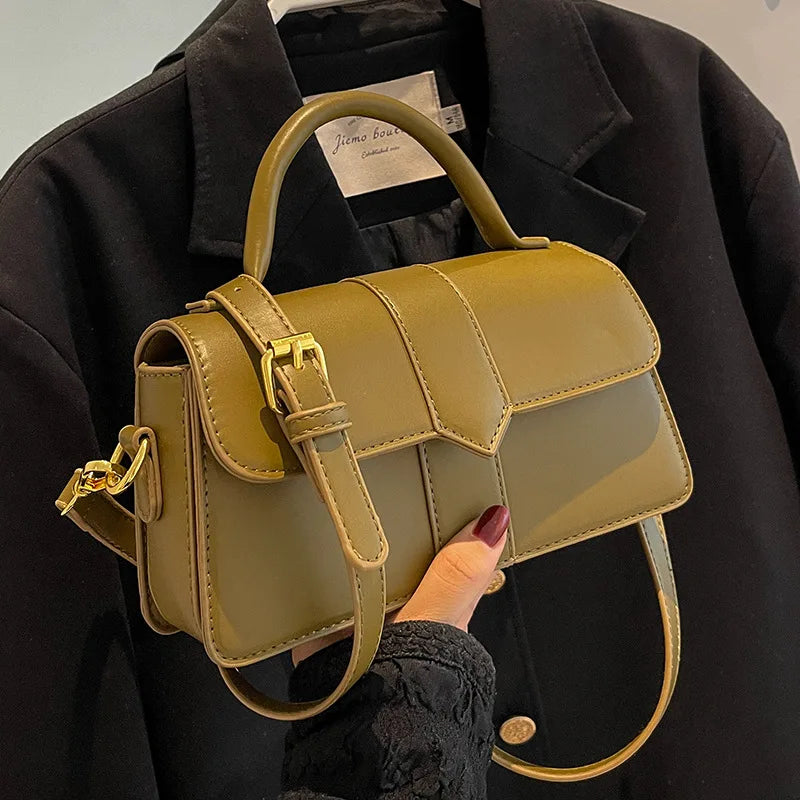 Classic Design Luxury Style Women'S Small Flap Crossbody Bag PU Leather Top Handle Bag