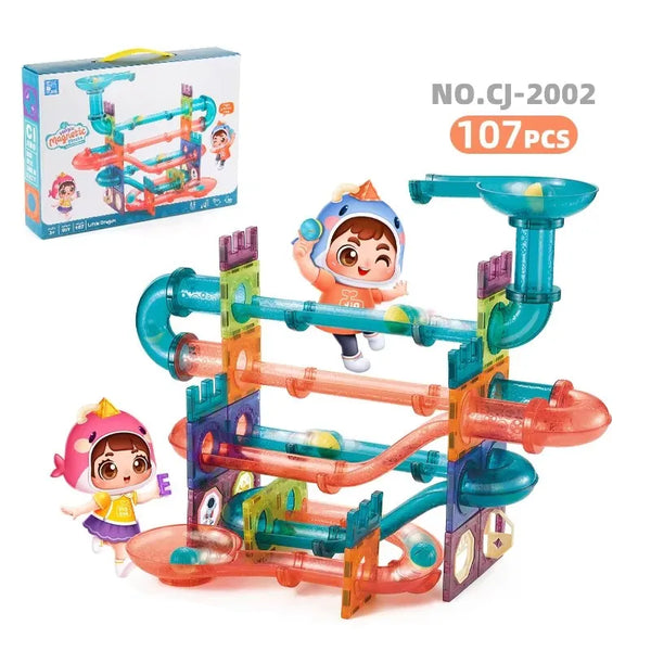 107 Pcs Strong Magnetic Building Tiles Blocks Model Construction Toys for Kids 2 to 4