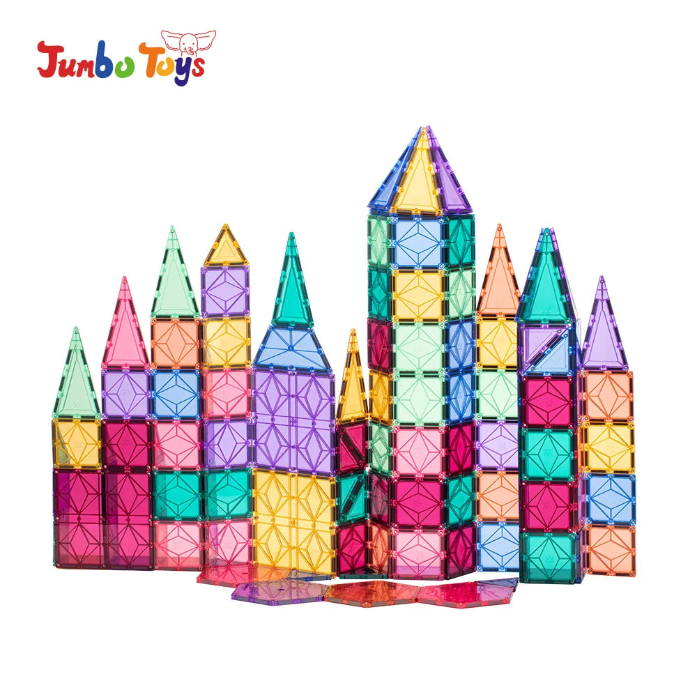Color Magnetic Tiles Building Blocks Set Kids Educational Construction Toy for Preschool