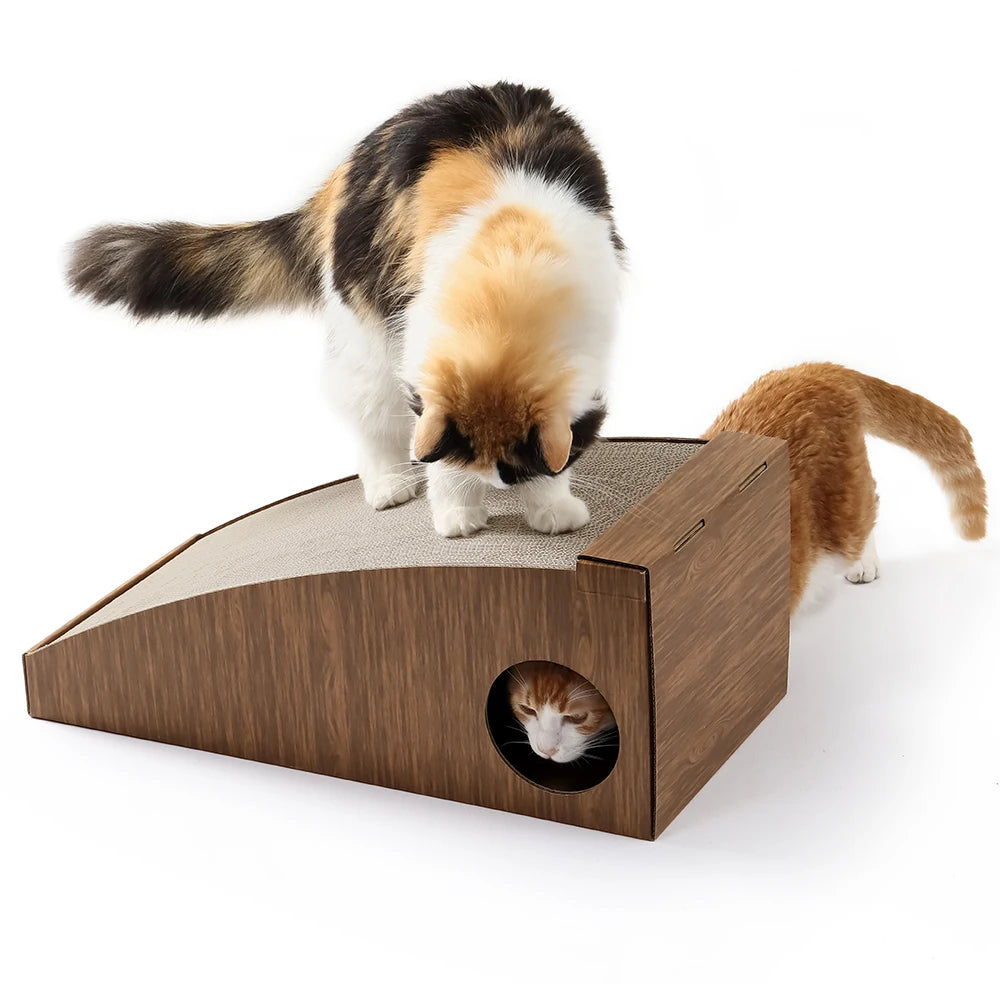 Foldable Triangle Arch Cat Scratcher Corrugated Cardboard, Double Sided Cat Scratch Board