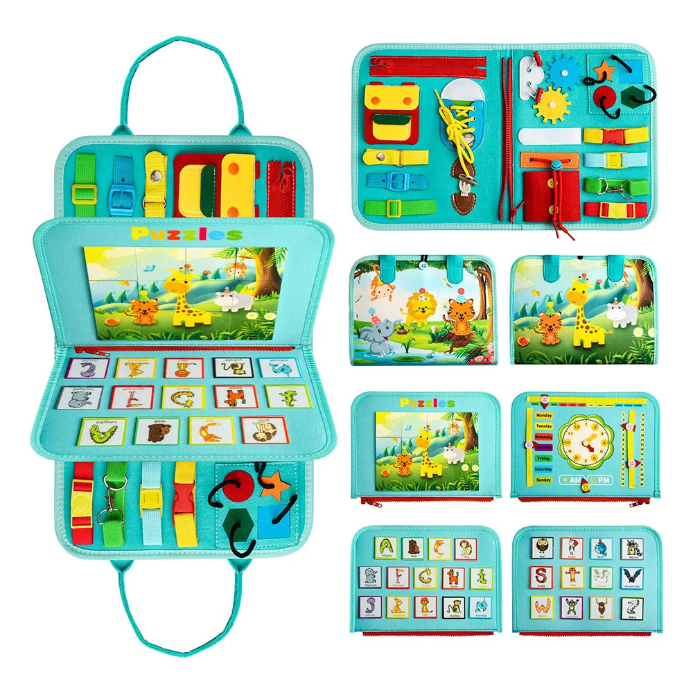 Felt Montessori Kids Educational Learning Busy Board Plane Car Rides Travel Busy Book Toy