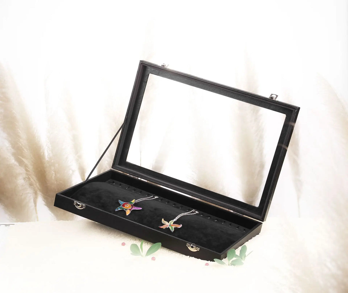 Custom Jewelry Organizer Boxes Display Travel Jewelry Case Portable Velvet Glass Cover