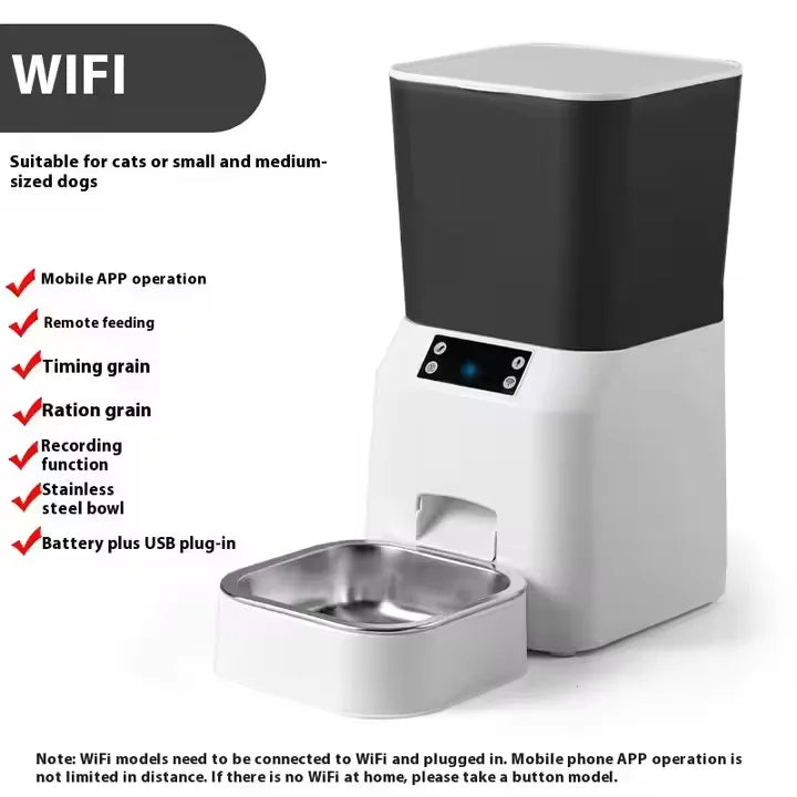 Pet Feeder for Travel Portion Control Automatic Cat Dog Food Water Dispenser Smartphone