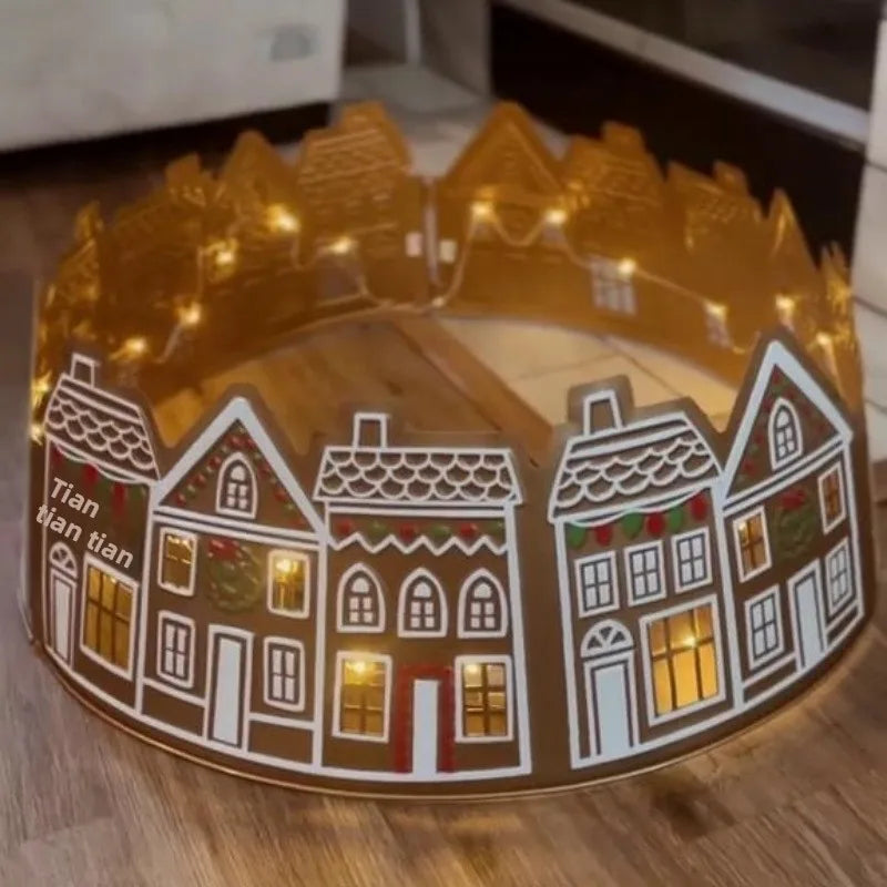 New LED PVC Gingerbread House Christmas Tree Collar Decoration European & American Style