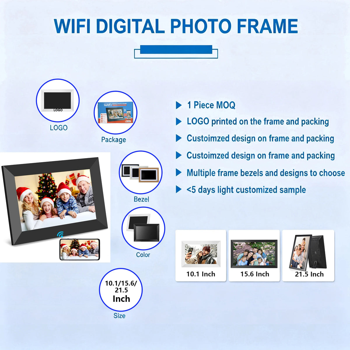 10.1 Inch IPS Touchscreen Digital Photo Frame for Photos and Videos