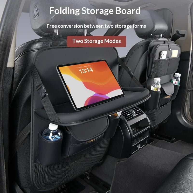 Leather Car Seat Back Storage Bag Rear Storage Box Dining Table Hanging Portable Back