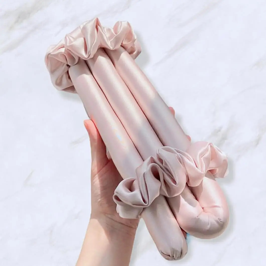 Silk Satin Heatless Curls Roller Kit Wave Curling Rod Headband Set Mulberry Silk Heatless