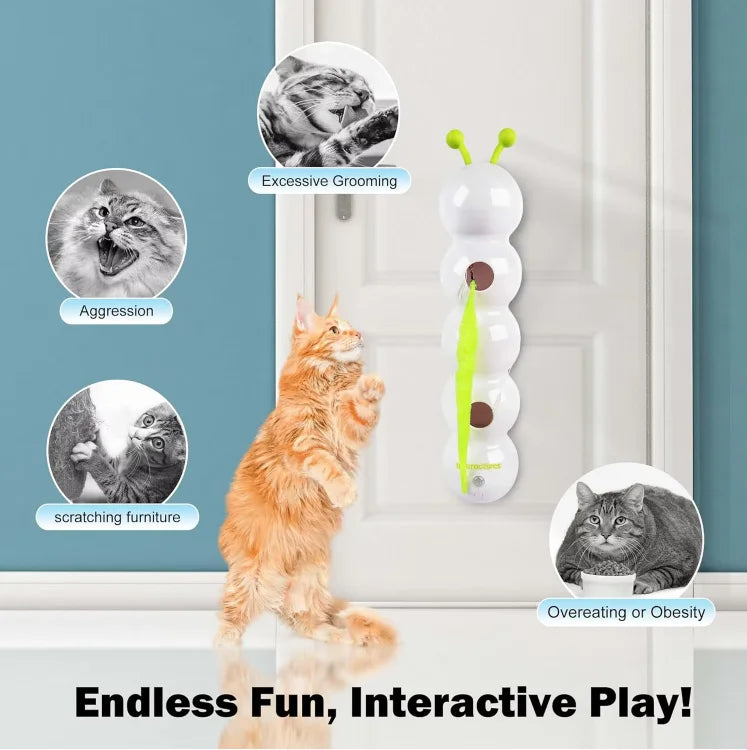 Electric Caterpillar Cat Toy Automatic Self Amusing Smart Sensor Teaser with Suction Cup