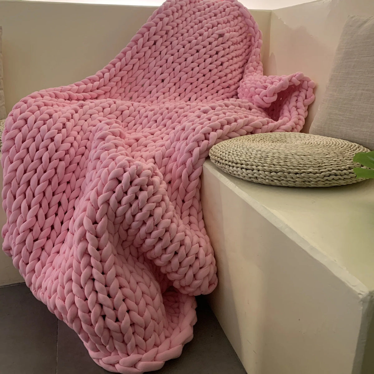 Cooling Weighted Blanket Hand Knitted Chunky Knit Throw for Hot Sleepers Breathable Glass