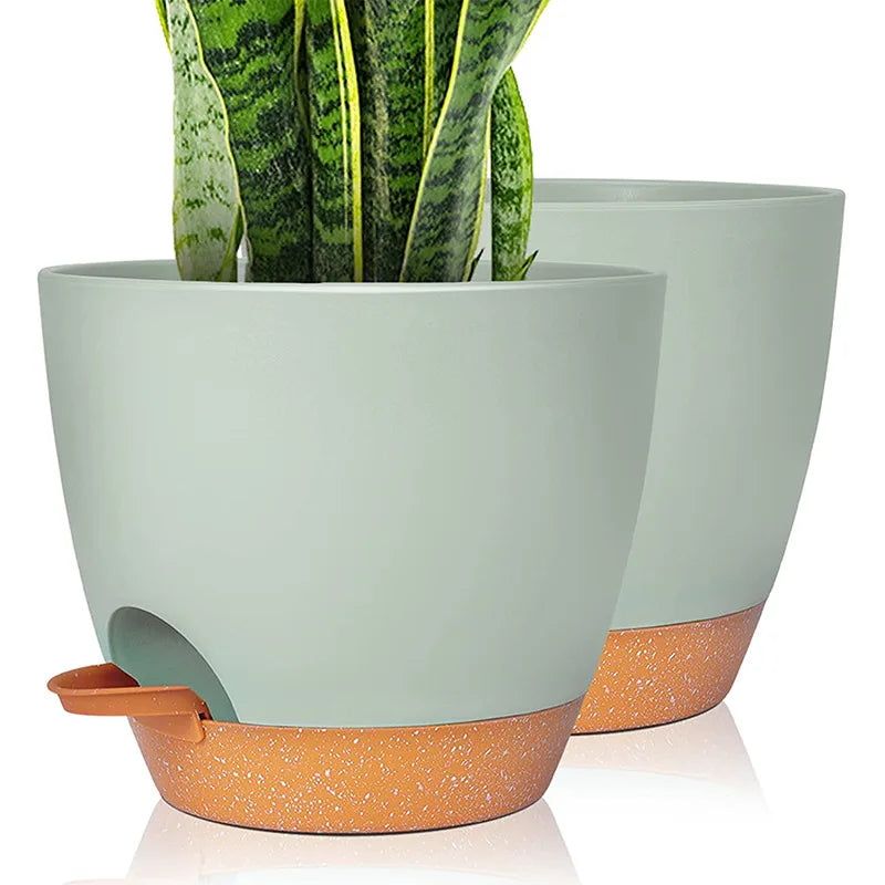 Automatic Self-Watering PP Plastic Flower Pots Drainage Holes Modern Style 8-12 Inch