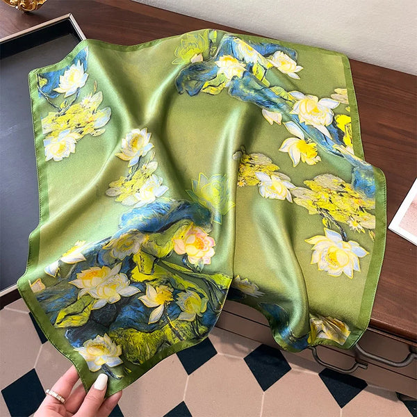 Luxury Silk Scarf for Women Pack Floral Style Multi-Functional All Season