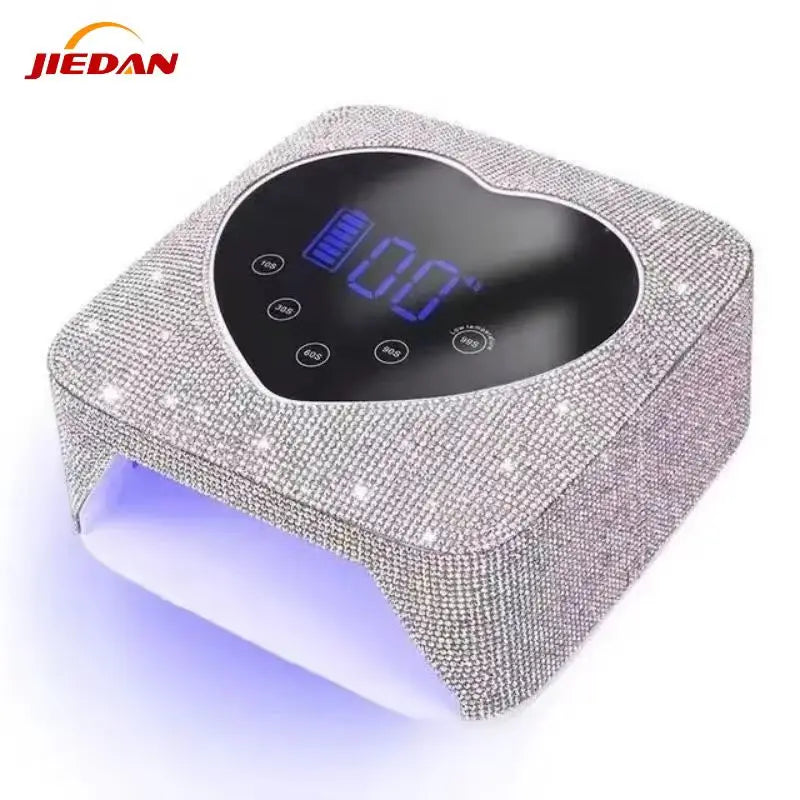 Power 72w Cordless LED Nail Lamp with Sparkle Diamond Light Rechargeable UV Lamp for Gel