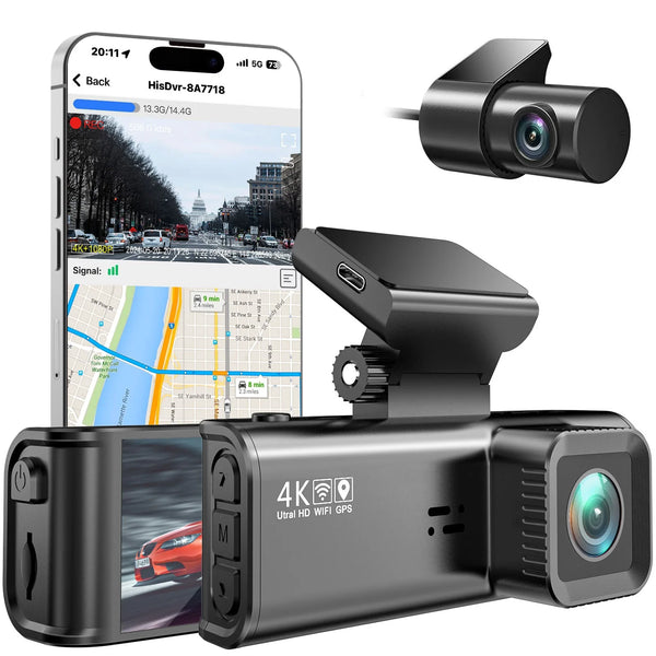 New 4k Dash Cam Front and Rear Dual Lens 3.18 Inches Screen Black Box Dash Cam