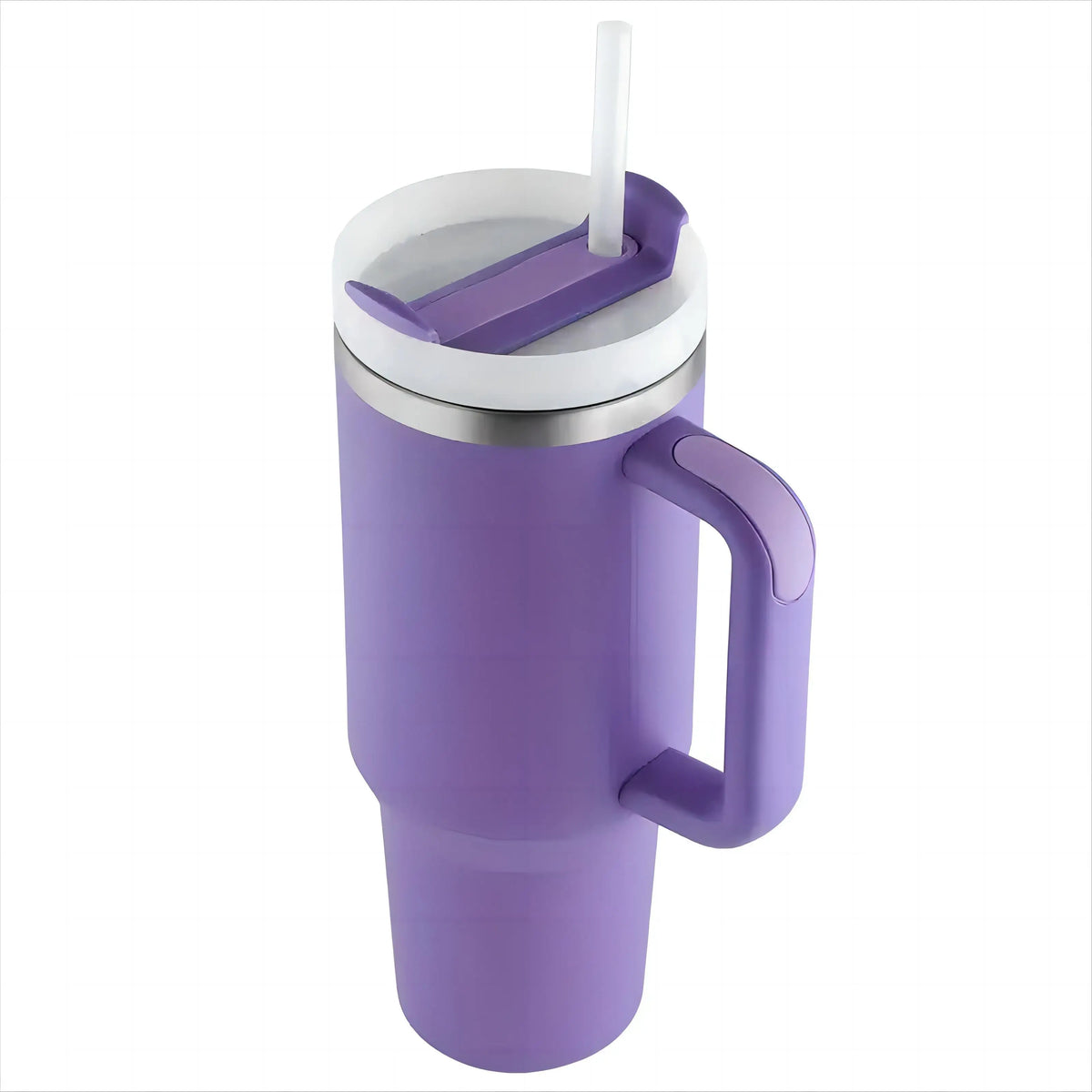 Double Walled Insulated Vacuum Stainless Steel 40Oz Tumbler With Straw Handle And Lid