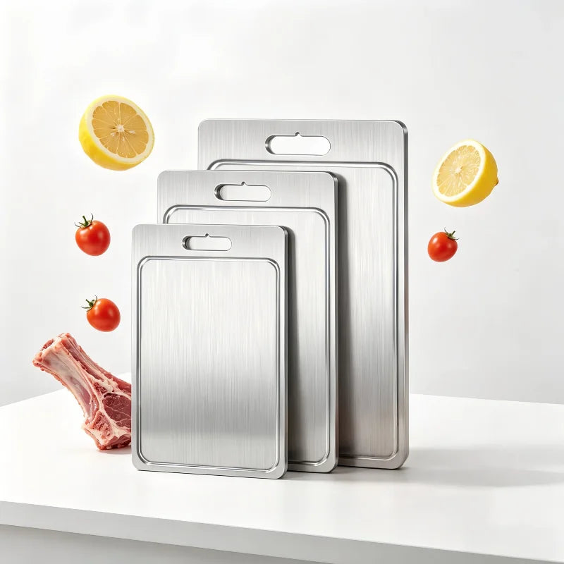 New 100% Pure Titanium Cutting Boards Kitchen Chopping Blocks Doubled Sided Stainless