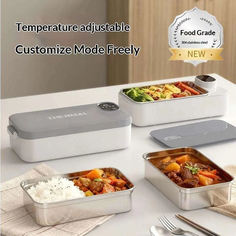 New Portable Electric Heating Lunch Box 304 Stainless Steel Insulated Bento Box Water
