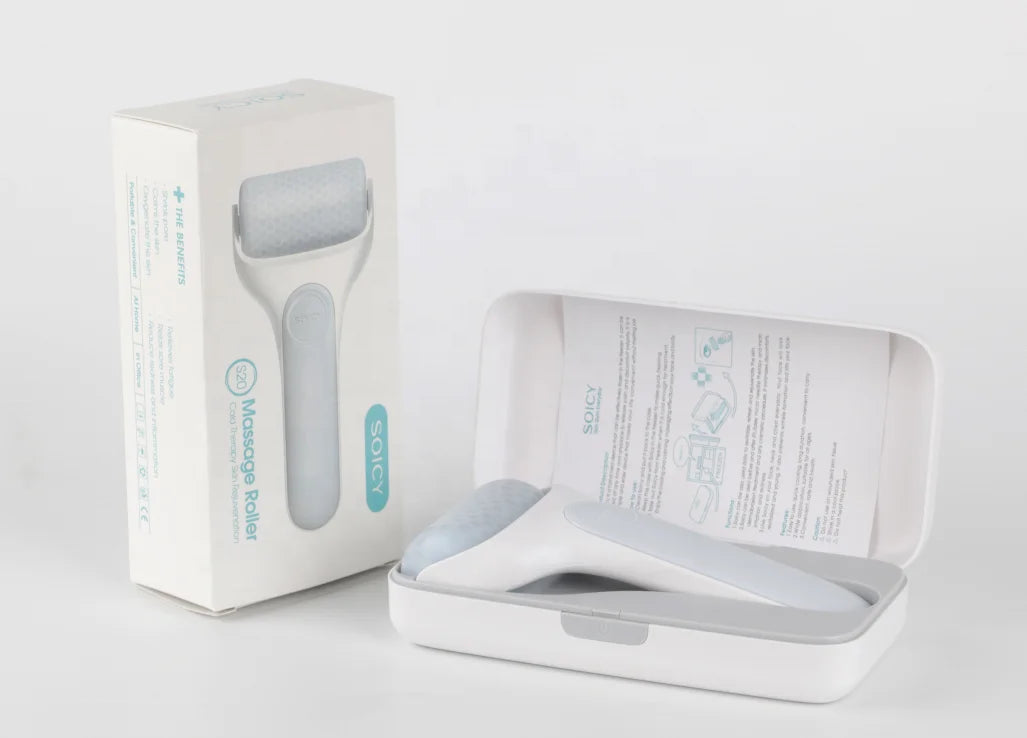 Ice Roller for Face and Eyes, Cooling Facial Massage Roller in White or Blue