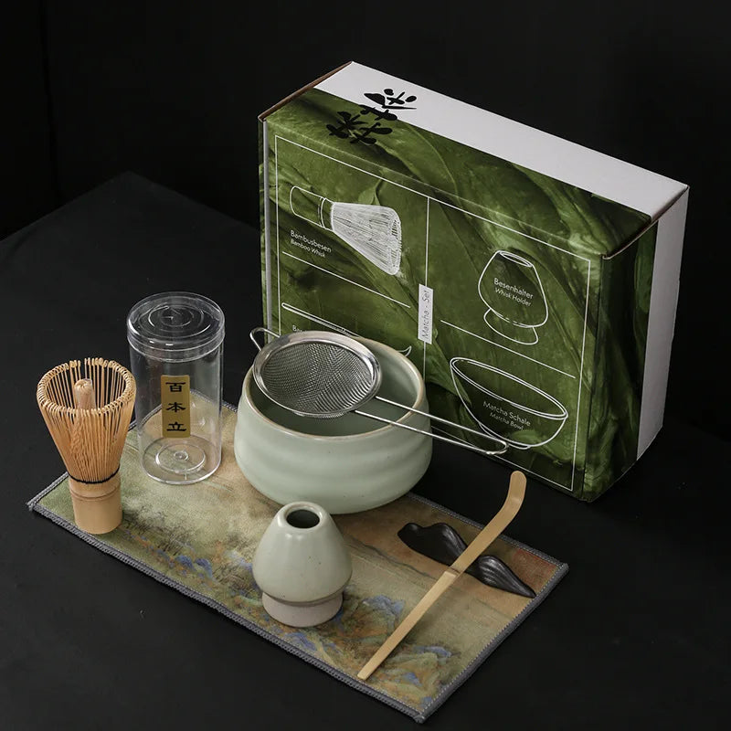 7PCS Gift Box Professional Matcha Kit Luxury Japanese Chawan Matcha Whisk Set