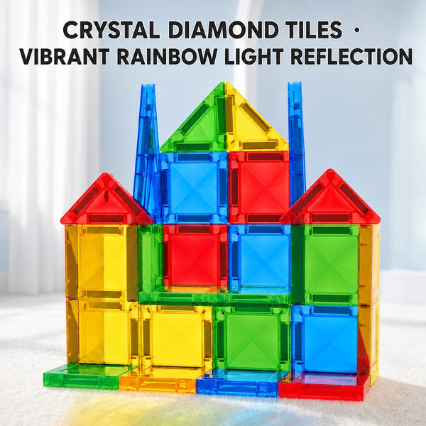 Magnetic Tiles Building Blocks for Kids STEM Educational Construction Crystal Diamond