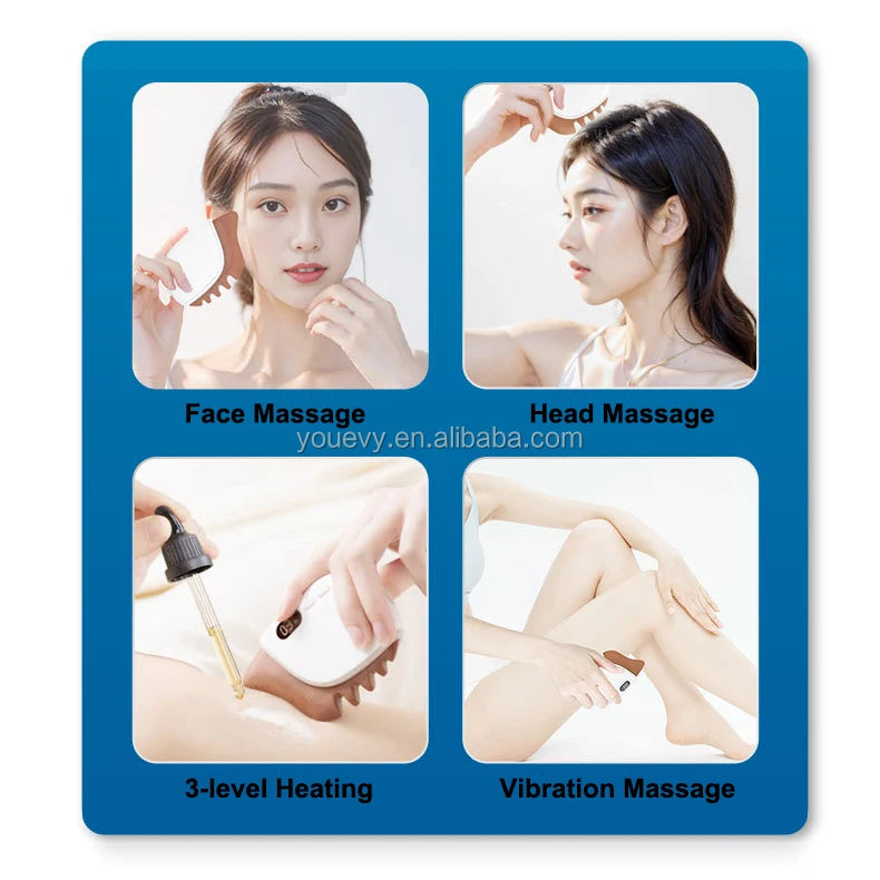 EBSM6 Electric Skincare Tools Jade Face Roller Gua Sha Set Slimming Led Face Massage Tool